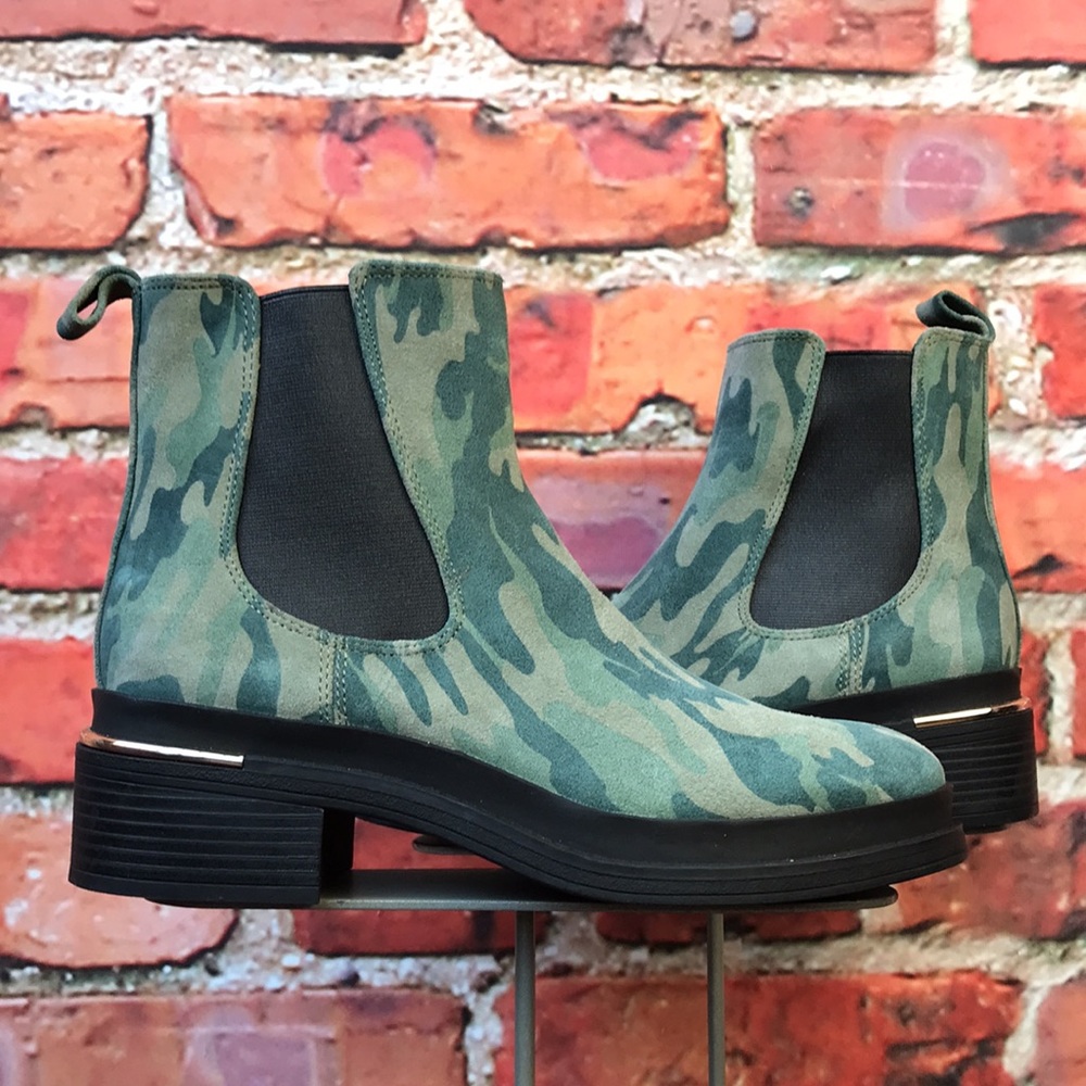 Green Printed Kenneth Cole Lina Chelsea Ankle Booties